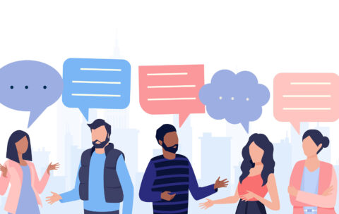 Vector,Of,A,Group,Of,Young,People,Talking,With,Speech